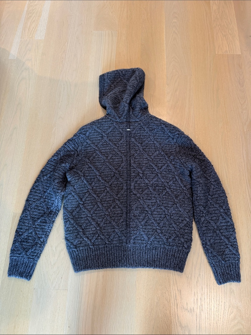 rag & bone Men's Navy Quilted Zip-Up Hoodie Sweater - Picture 13 of 15